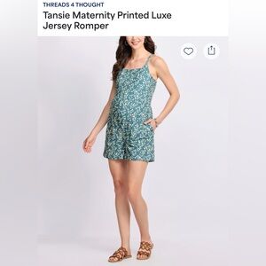 Threads 4 Thought Teal and White Maternity Romper